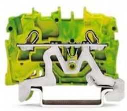Wago TOPJOB® S 2-draads aardklem; 2,5 mm²; geschikt voor Ex e II-toepassingen; Markering aan zijkant en in het midden; voor draagrail 35 x 15 en 35 x 7,5; Push-in CAGE CLAMP®; 2,50 mm²; groen-geel