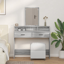 vidaXL - Make-uptafel - met - lades - - - Grijs - Sonoma - - - 100x41x140 - cm