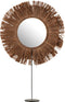 J-Line spiegel Op Voet Rond - riet/raffia - bruin - 41 x 50 cm