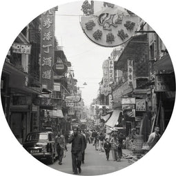 WallArt Behangcirkel - Hong Kong the Old Days - Ø 190 cm - Cirkel Behang - Rond Behang