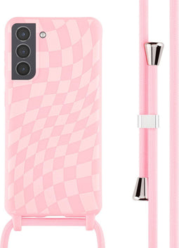 iMoshion Hoesje Geschikt voor Samsung Galaxy S21 Hoesje Met Koord - iMoshion Siliconen design hoesje met koord - Roze / Retro Pink