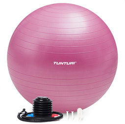 Tunturi Anti Burst Fitnessbal - Yoga bal 65 cm - Max 220 kg - Incl Pomp en Trainingsapp - Paars