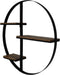 Wand decoratierek rond - 80x16x80 - Naturel/zwart - Mangohout/ijzer