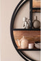 Wand decoratierek rond - Ø75x16 - Naturel/zwart - Mangohout/metaal