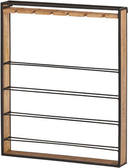 Wand wijnrek Semmy vierkant mangohout - Naturel