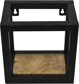 Wandbox Levels - 20x20 cm - Naturel/zwart - Mangohout/ijzer