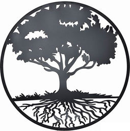 Wanddeco IJzer Rond Boom Met Wortels