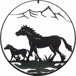 Wanddeco IJzer Rond Paarden