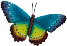 Wanddecoratie 3D vlinder blauw afm 33,5 x 23 cm