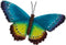 Wanddecoratie 3D vlinder blauw afm 33,5 x 23 cm