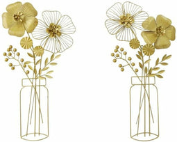 Wanddecoratie DKD Home Decor 41,3 x 5 x 77 cm Vaas Gouden Modern (2 Stuks)