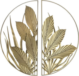 Wanddecoratie DKD Home Decor Gouden Tropisch Blad van een plant 80 x 2 x 80 cm