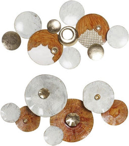 Wanddecoratie DKD Home Decor Metaal Terra cotta Wit Cirkels (91 x 5 x 50 cm) (2 Stuks)