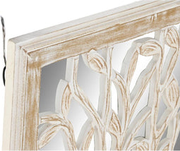 Wanddecoratie DKD Home Decor Spiegel Boomstructuur Wit Hout MDF (45 x 2,5 x 65 cm)