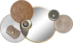 Wanddecoratie DKD Home Decor Spiegel Grijs Gouden Metaal Terra cotta Modern Cirkels (96,5 x 7 x 59 cm)