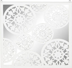 Wanddecoratie DKD Home Decor Spiegel Wit Hout MDF (90 x 1,5 x 90 cm)