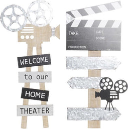 Wanddecoratie DKD Home Decor Zwart Grijs MDF Klassieke films (32 x 2 x 70 cm) (2 Stuks)