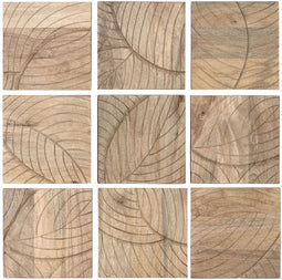 Wanddecoratie Home ESPRIT Natuurlijk Modern Blad van een plant 90 x 3 x 90 cm (9 Onderdelen)