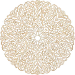 Wanddecoratie Home ESPRIT Wit Natuurlijk Mandala Indiaas 119 x 1,5 x 119 cm