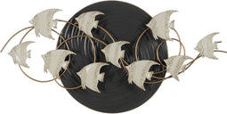 Wanddecoratie Wit Zwart Ijzer Vissen 119,4 x 7 x 59,7 cm