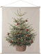 Wanddoek kerstboom Countryfield 110cm x 65 cm met 20 gekleurde kerstballen