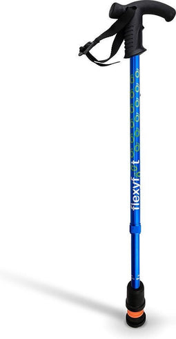 Wandelstok met Derby handvat - blauw