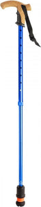 Wandelstok met kurken handvat - blauw