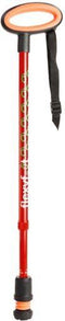 Wandelstok met ovalen handvat - rood