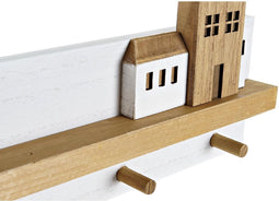 Wandkapstok DKD Home Decor 40 x 4 x 17 cm Hout Huizen Stads