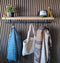 Wandkapstok Industrieel - 70 Cm - Steigerhout - Kapstop met Bovenplank - Stalen Plankdragers Goud - 6 Haken
