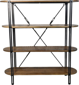 Wandkast 4 planken - 130x39x140 - Metaal/mangohout - zwart
