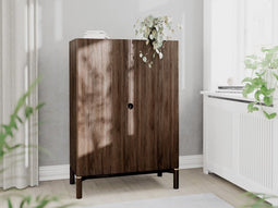 Wandkast Donkerbruin Eikenhout - 90x46x130cm - Arun - Giga Living