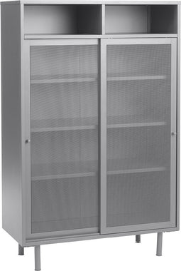 Wandkast Metaal Greige - Schuifdeuren - 90x40x140cm - Veep - Giga Living