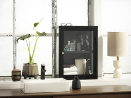 Wandkast Metaal Zwart - 2 Planken - Soft Closing - Kast Carmel - Giga Living