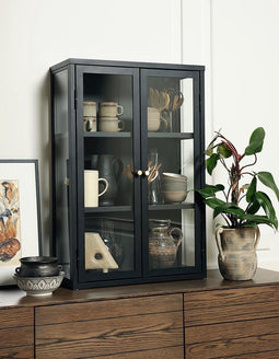 Wandkast Metaal Zwart - 3 Planken - Soft Closing - Kast Carmel - Giga Living