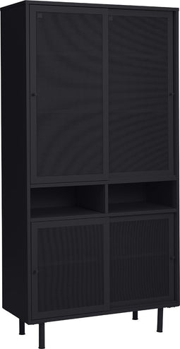 Wandkast Metaal Zwart - Schuifdeuren - 2-Deuren - 90x40x180cm - Veep - Giga Living