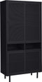 Wandkast Metaal Zwart - Schuifdeuren - 2-Deuren - 90x40x180cm - Veep - Giga Living