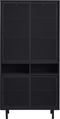 Wandkast Metaal Zwart - Schuifdeuren - 2-Deuren - 90x40x180cm - Veep - Giga Living