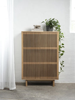 Wandkast Naturel Eikenhout - 2-Deuren - 95x45x140cm - Tiber - Giga Living
