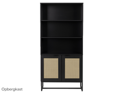 Wandkast - Vakkenkast - Zwarte Guiji kast - 148x80x30cm