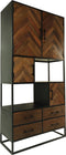 Wandkast Verona - 100x40x200 - Bruin/zwart - Oud hout/metaal