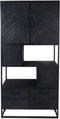 Wandkast Verona - 100x40x200 - Zwart - Mangohout/ijzer