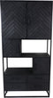Wandkast Verona - 100x40x200 - Zwart - Mangohout/ijzer