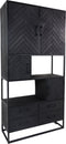 Wandkast Verona - 100x40x200 - Zwart - Mangohout/ijzer