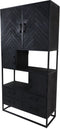 Wandkast Verona - 100x40x200 - Zwart - Mangohout/ijzer