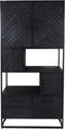 Wandkast Verona - 100x40x200 - Zwart - Mangohout/ijzer