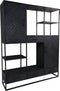 Wandkast Verona - 160x40x200 - Zwart - Mangohout/ijzer