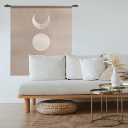 Wandkleed abstract maan 60 x 80 cm katoen / Wisseldoek zonder ophangsysteem / Bovenkant tunnel