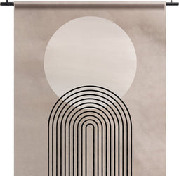 Wandkleed abstract regenboog zon 120 x 160 cm katoen / Wisseldoek zonder ophangsysteem / Boven en onderkant tunnel