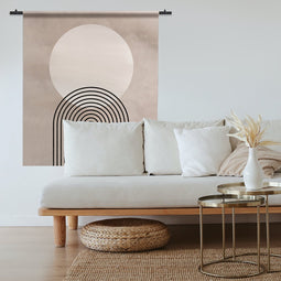 Wandkleed abstract regenboog zon 60 x 80 cm katoen / Complete set ( doek & ophangsysteem ) / Bovenkant tunnel